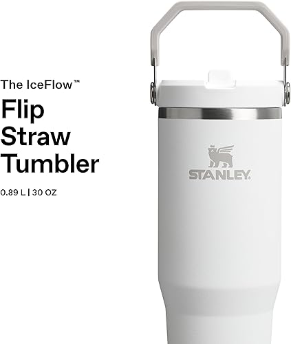 Stanley 1913 Flip Straw Tumbler Water Bottle with Straw 0.89L - Keeps Cold for 12+ Hours - Easy to Carry - Dishwasher Safe - Stainless Steel Thermal Flask - BPA-Free Travel Mug - Frost - 3