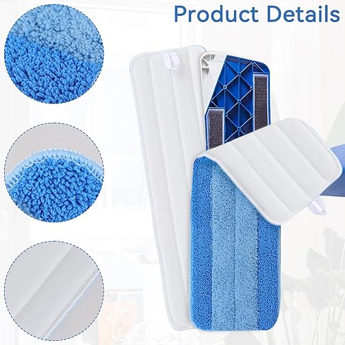 Miniatura 4 de GreeSuit - Juego de 6 cabezales de repuesto para fregona de microfibra lavable