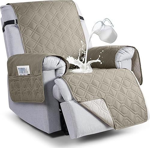 Miniatura 11 de VANSOFY Fundas 100% impermeables para sillas reclinables, funda antideslizante para sillas reclinables, protector de muebles con bolsillo, correas