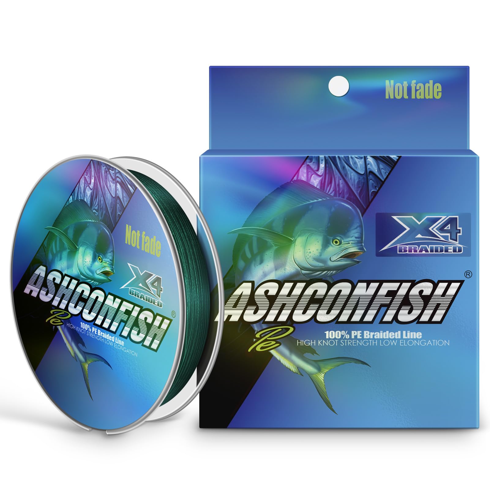 Ashconfish Colorfast Braided Fishing Line- 4 Strands Braided Lines Unfading -Abrasion Resistant - Zero Stretch-Smaller Diameter, 1000M/1093Yards 8LB Moss Green โ image 1
