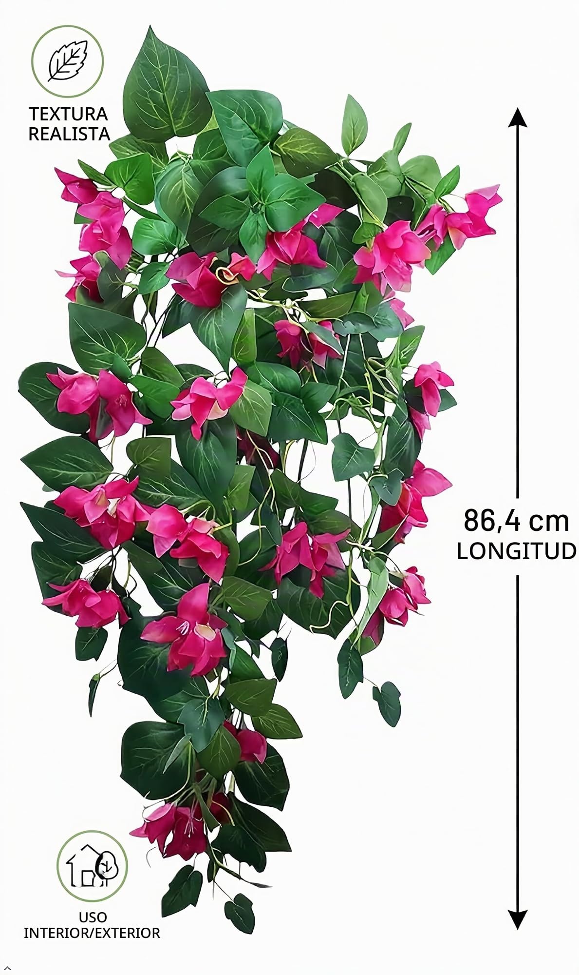 Planta de Vid de buganvilla de Seda, Flores Artificiales en Cascada de 34 Pulgadas, 2 Unidades (Magenta)