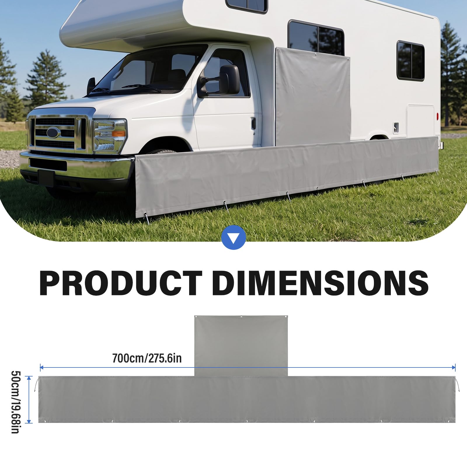 Bodenschürze für Wohnmobil und Campervan 7 x 0,5 m | Bodenmatte zum Schutz von Stellplätzen, Schmutzabweisende Unterlage für Campingplätze und Außenbereiche
