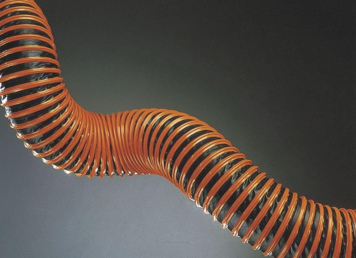 Hi-Tech Duravent 25 ft. PVC Laminated Polyester Industrial Ducting Hose with 5.0" Bend Radius, Black and Orange - 1104-1000-0001-60