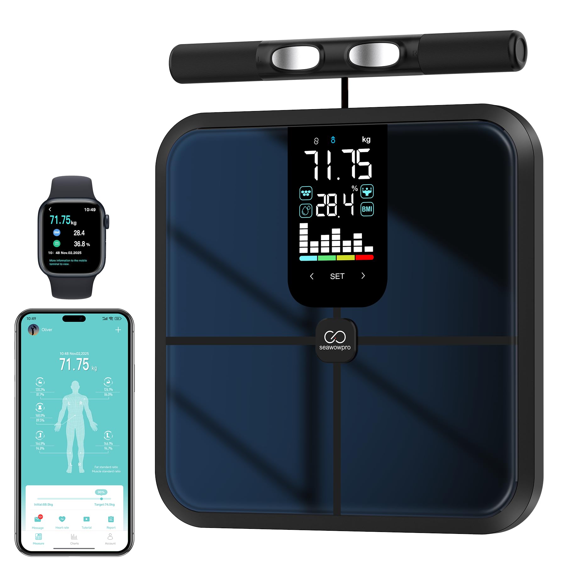 Scale for Body Weight Digital Bathroom Scale with 8 Electrodes, 18 Body Datas Smart Weight Scale Max 400lb/180kg/28st
