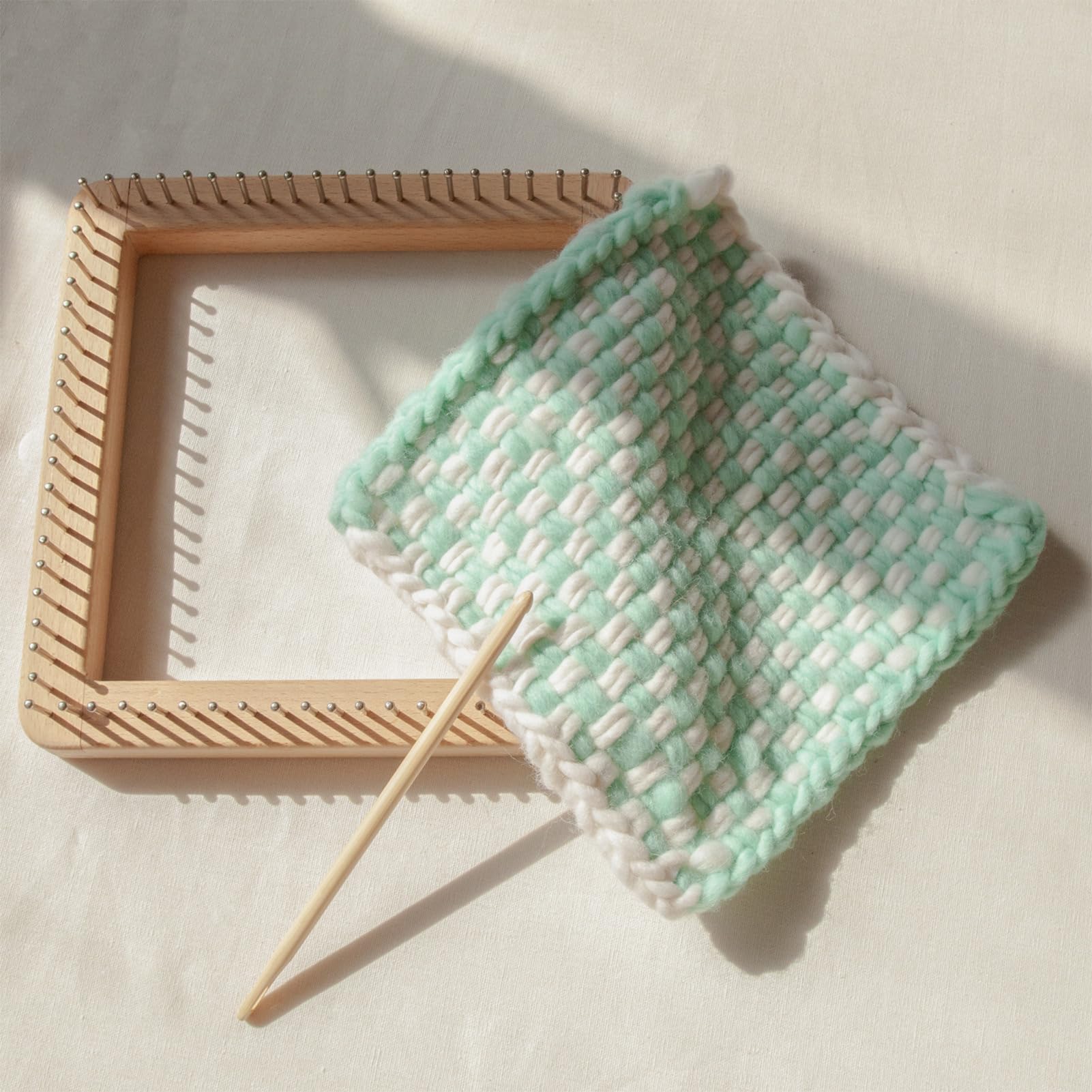 Telaio Quadrato Fai da Te, per lavori a Maglia, in Legno, per Realizzare tappetini, Sciarpe, Cappelli, Guanti, Sciarpe, Calze, per Maglieria, Regalo per Principianti a Maglia, Bambini