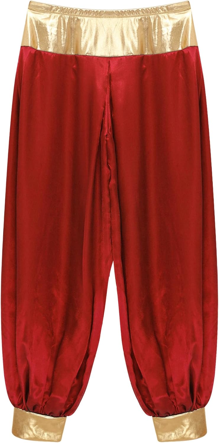 Men Arabian Prince Lamp Costume Halloween Harem Pants Belly Dance Loose Bloomers Trousers