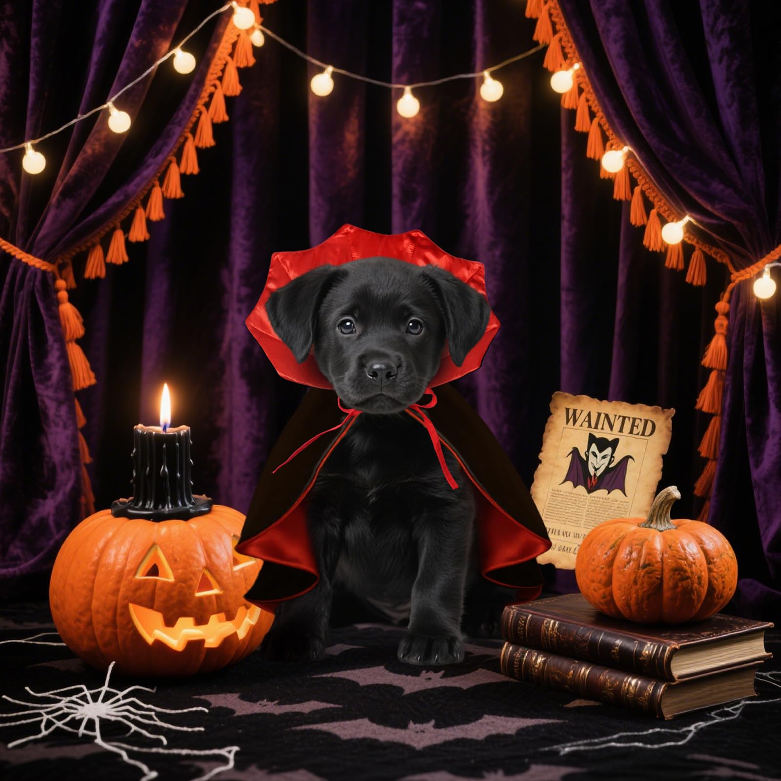 HSSPYY Halloween Pet Vampire Cape Adjustable Red & Black Fancy Dress for Medium Dogs (Beagle, Shiba Inu - Image 2
