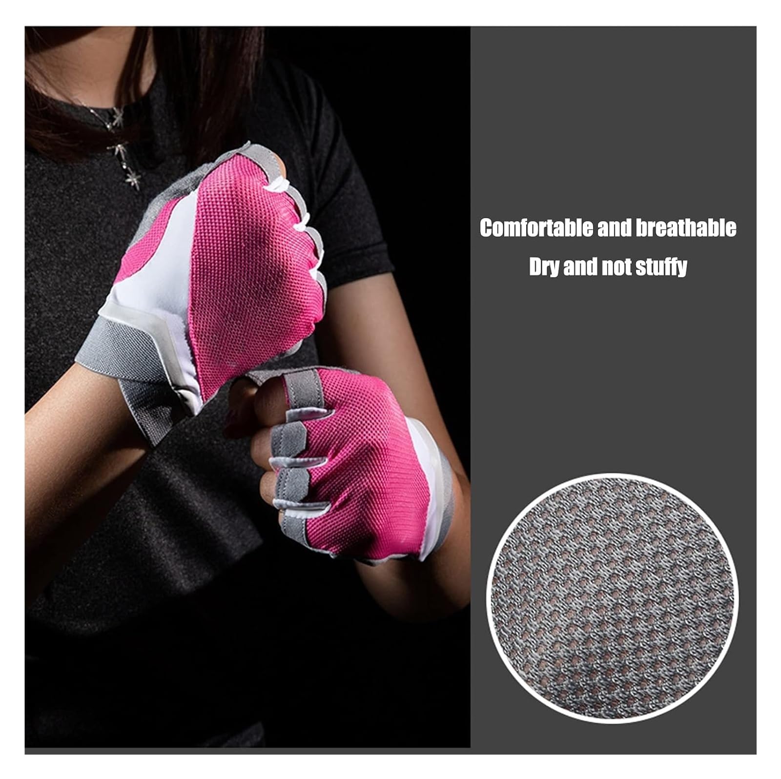 Guanti da guida senza dita, Guanti sportivi, Guanti mezze dita, Guanti for sollevamento pesi for allenamento in palestra Guanti da donna traspiranti con protezione antiscivolo sul palmo Guanti mezze d