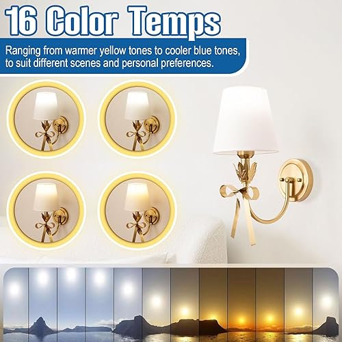 Miniatura 3 de Adust Juego de dos apliques de pared a pilas, apliques de pared de latón antiguo, con control remoto, bombilla LED recargable regulable, 3