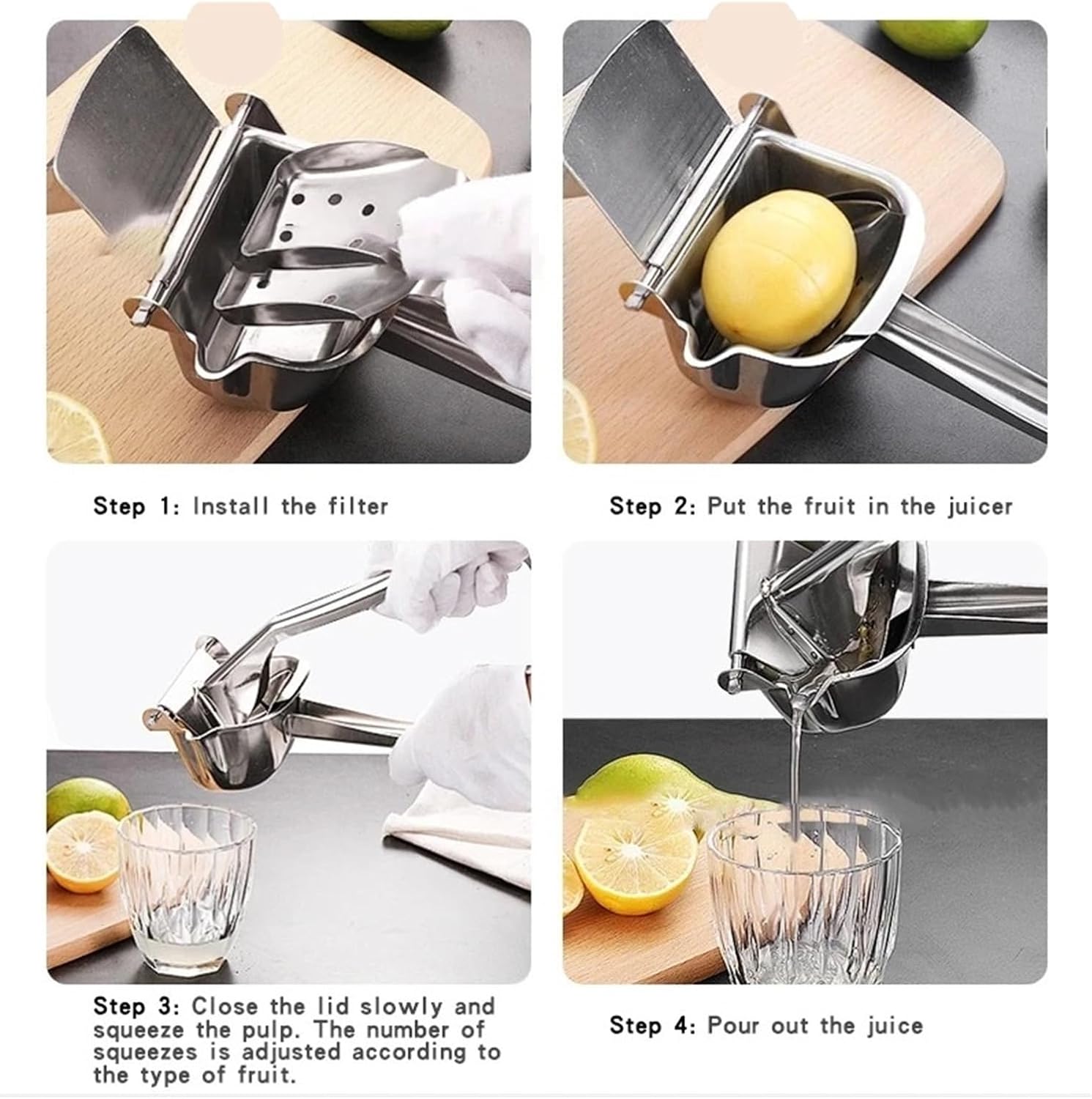 Juicer, Manual Juice Squeezer Hand Pressure Juicer Lemon Sugar Cane Juice Kitchen Bar Fruit Multifunctional Tools(Dark Grey)