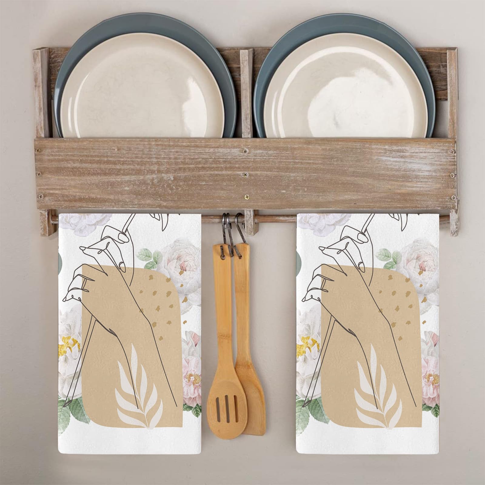 Trapos Cocina Hojas Marrones Y Amarillas Paños de Cocina Microfibra Paños Cocina Suaves Lavable Toallas Reutilizables Absorbentes Baño Pañuelo de Mano Trapos de Cocina 2 Piezas (44x74 cm)
