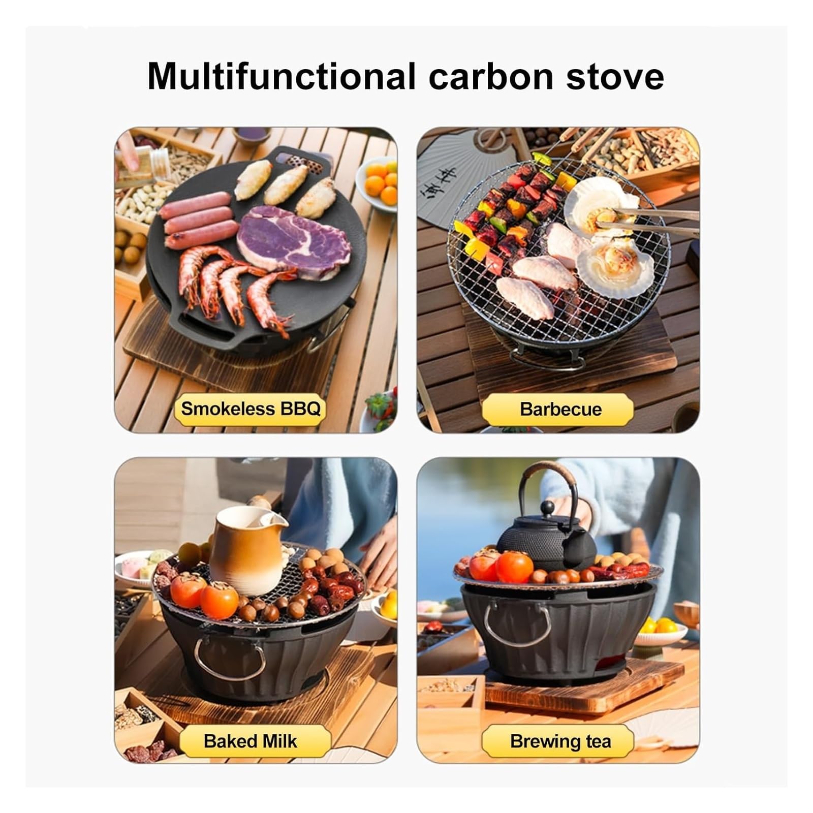Grill węglowy Żeliwny grill Hibachi, grill węglowy BBQ przenośny piecyk do grilla Mini grill węglowy Piec kempingowy Piec na piknik na świeżym powietrzu, impreza z grillem, piknik domowy, kemping