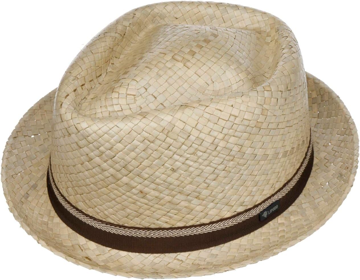 Lipodo Bemiro Fedora Straw Hat Made in Italy Unisex Summer Narrow Brim 100% Straw Fabric Band