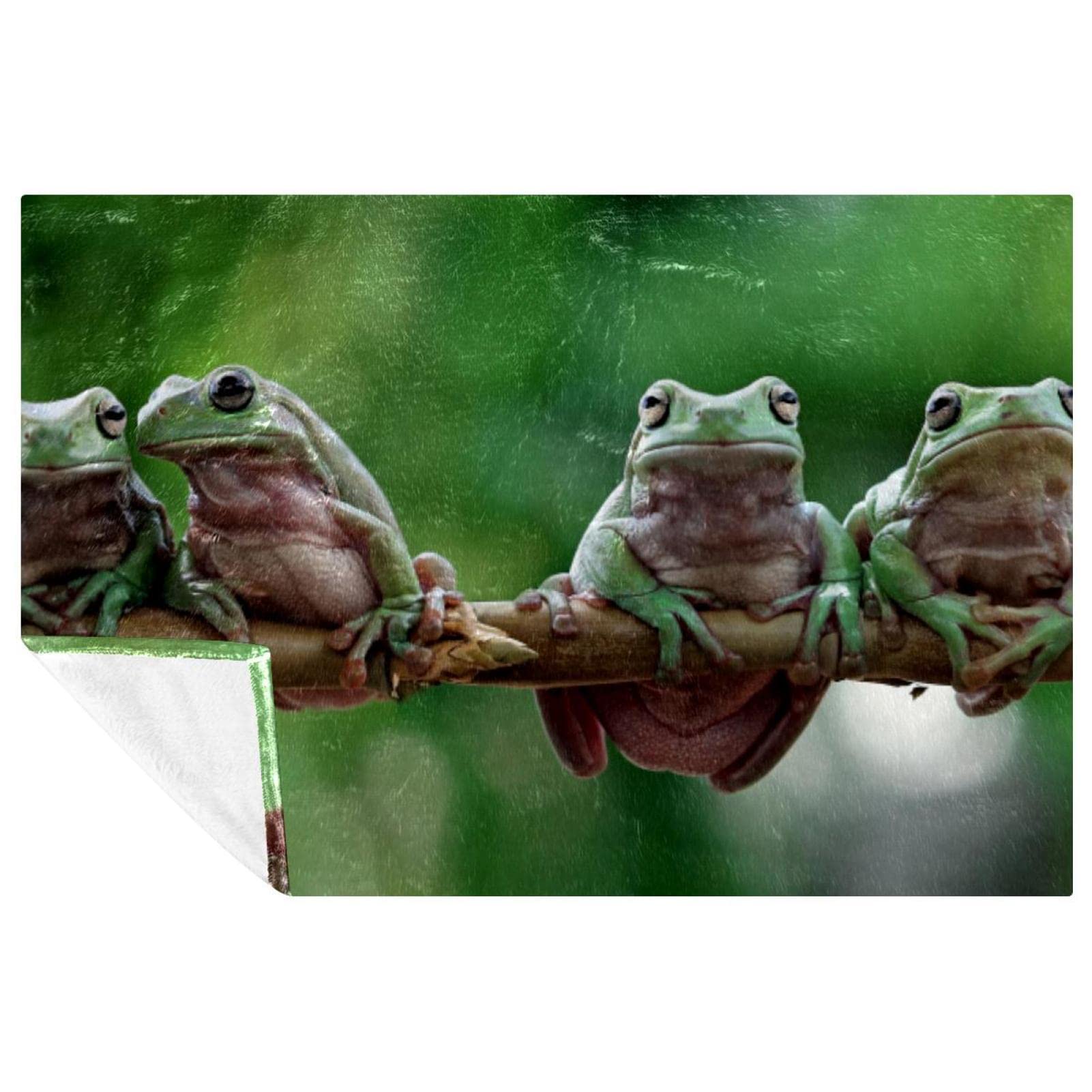 Couverture grenouille blanche en laine d'Australie pour lit et canapé de 150x100 cm