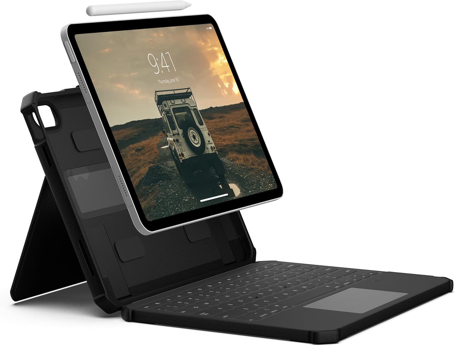 URBAN ARMOR GEAR UAG Designed for iPad 11" A16 (11th Gen 2025) iPad Air 11" M3 (7th Gen 2025) Case, Rugged Case with USB-C Keyboard US English - Military Grade Folio Cover with Pencil Holder, Black