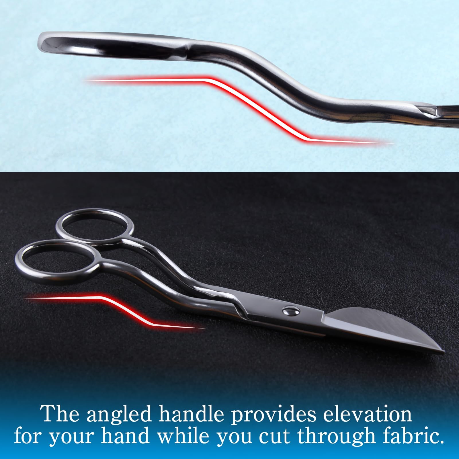 SPEEDWOX 6" Duckbill Shears for Art Duck Bill Applique Scissors Double Bent Curved Offset Handle Scissors with Pouch Sleeve for Embroidery Fabric - Image 3