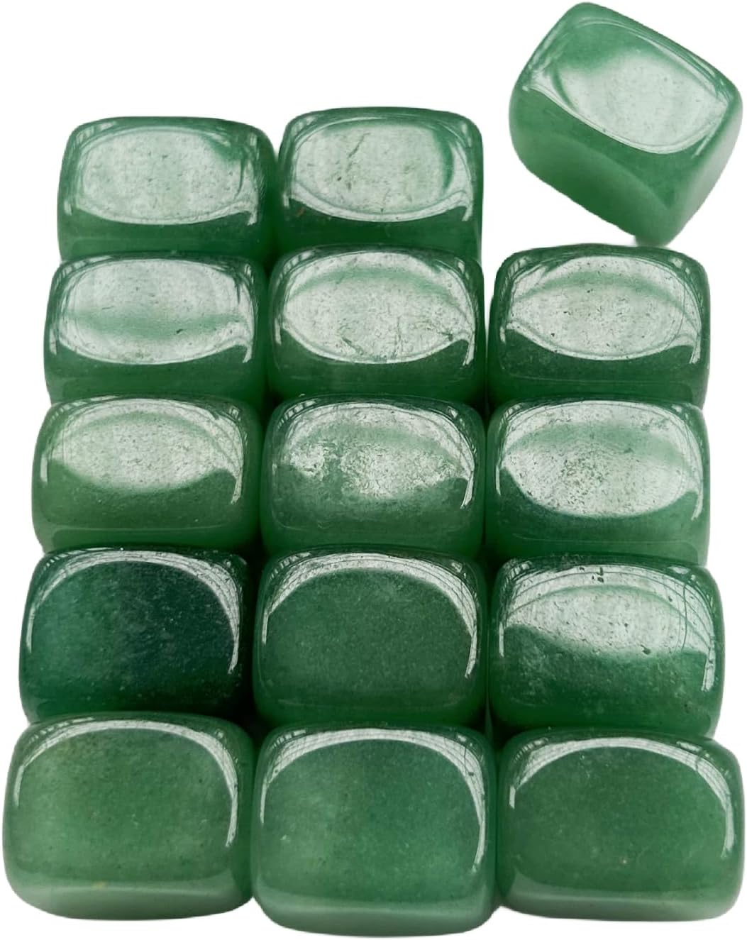 15Pcs Green Aventurine 0.7" Rule Block Tumbled Polished Reiki Crystals and Healing Stone for DIY Gemstone,Polished Stones,Rock Collection,Vase Filler