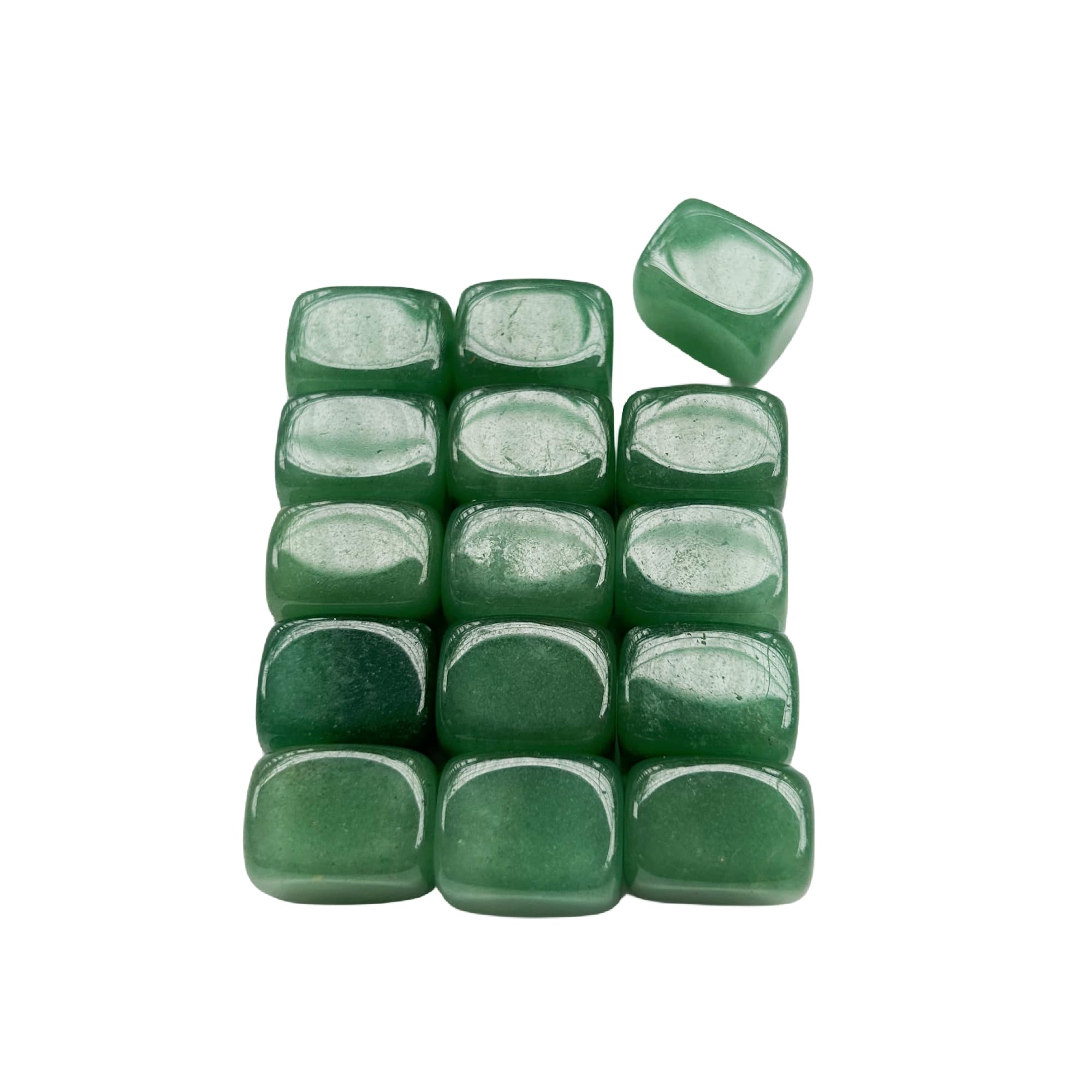 Bacatgem 15Pcs Green Aventurine 0.7" Rule Block Tumbled Polished Reiki Crystals and Healing Stone for DIY Gemstone,Polished Stones,Rock Collection,
