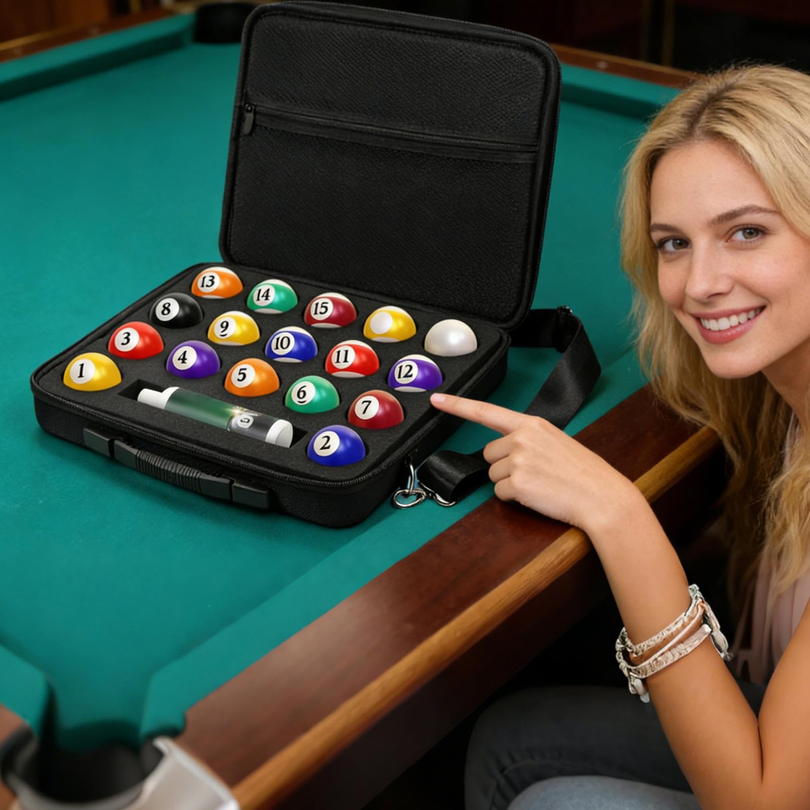 Billiardball-Aufbewahrungstasche – Billard Organizer mit Schultergurt, tragbarer Ständer für zu Hause und Turniere | Langlebige Reisetasche für Männer und Frauen, Freizeiträume