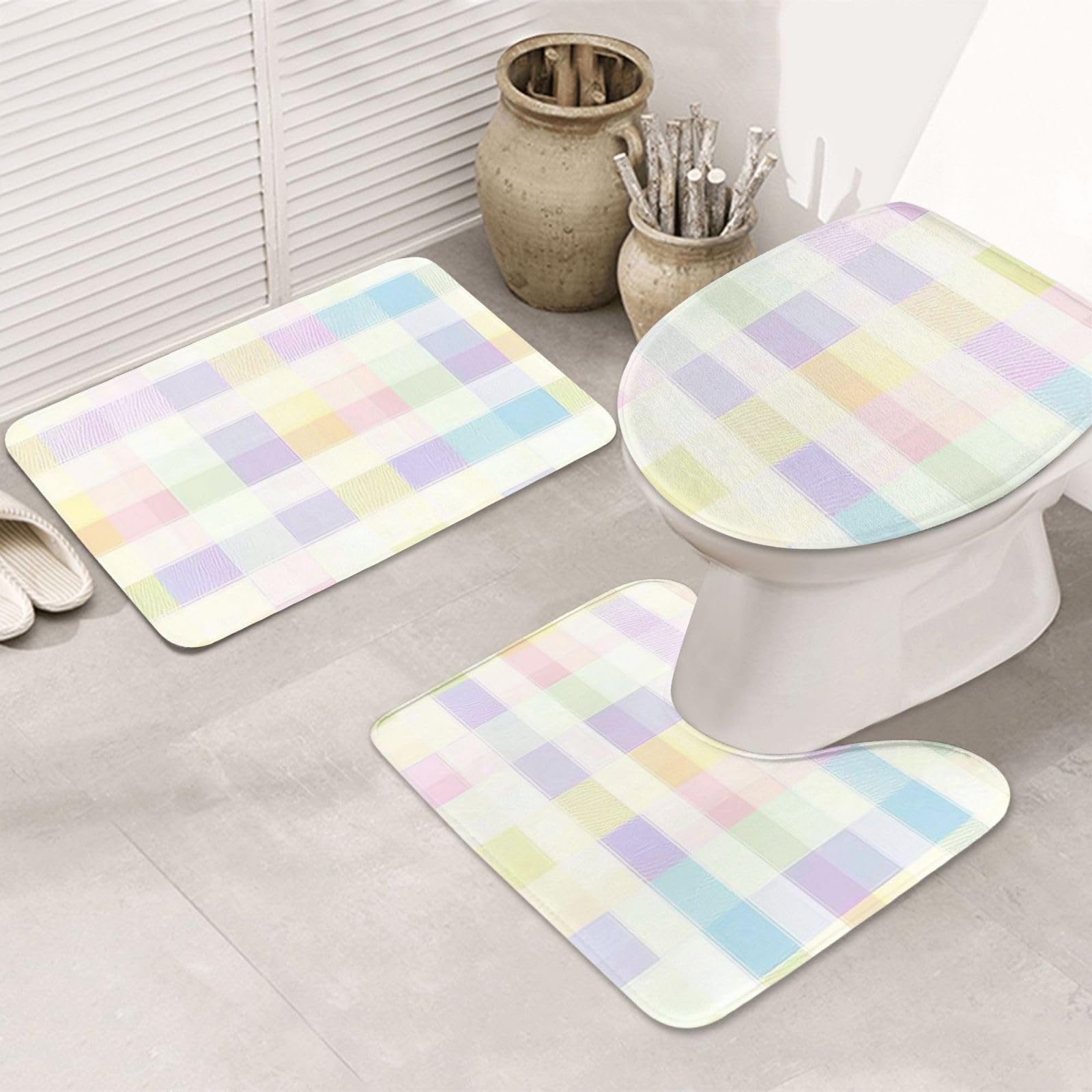 Juego de 3 alfombras de baño suaves contra suelos húmedos y resbaladizos