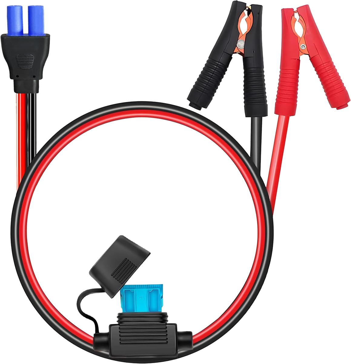 Cable de arranque auxiliar EC5 de 10 AWG con abrazaderas de batería | Clips de cocodrilo de 12 V al cable de carga de extensión del conector EC5 para el arrancador de emergencia del automóvil (2 pies)