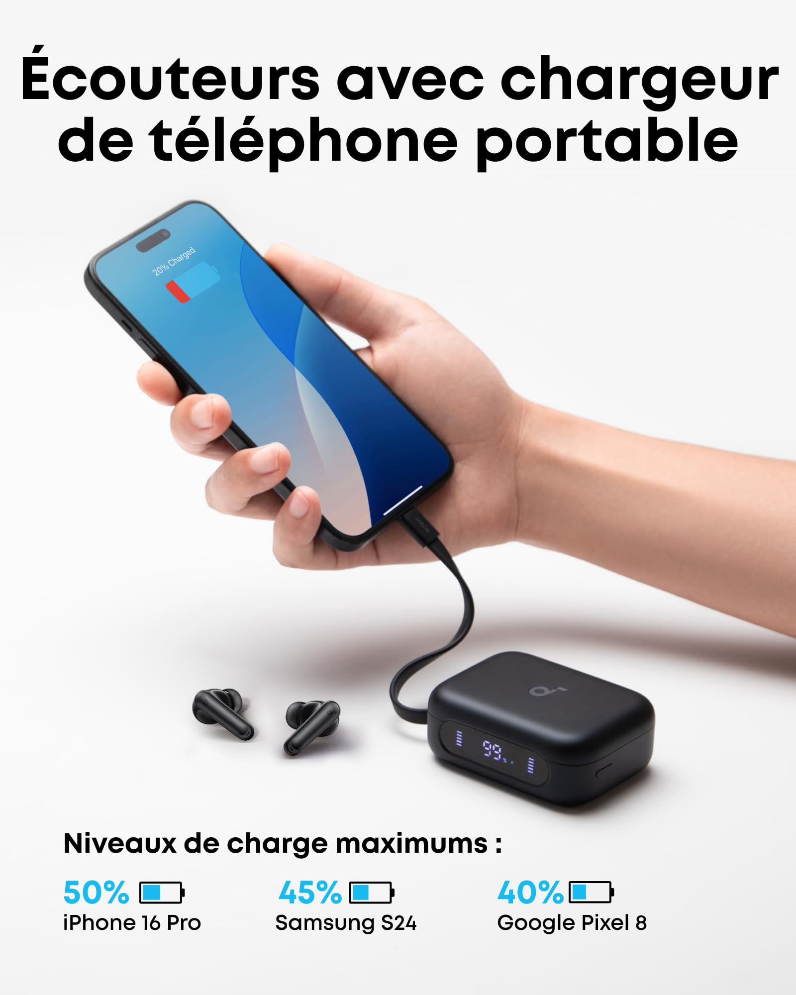 Soundcore par Anker P41i Écouteurs Bluetooth sans Fil 5.3 | Réduction de bruit adaptative, autonomie 12 h, 192 h avec le boîtier, son immersif, 6 micros et IA, IPX5