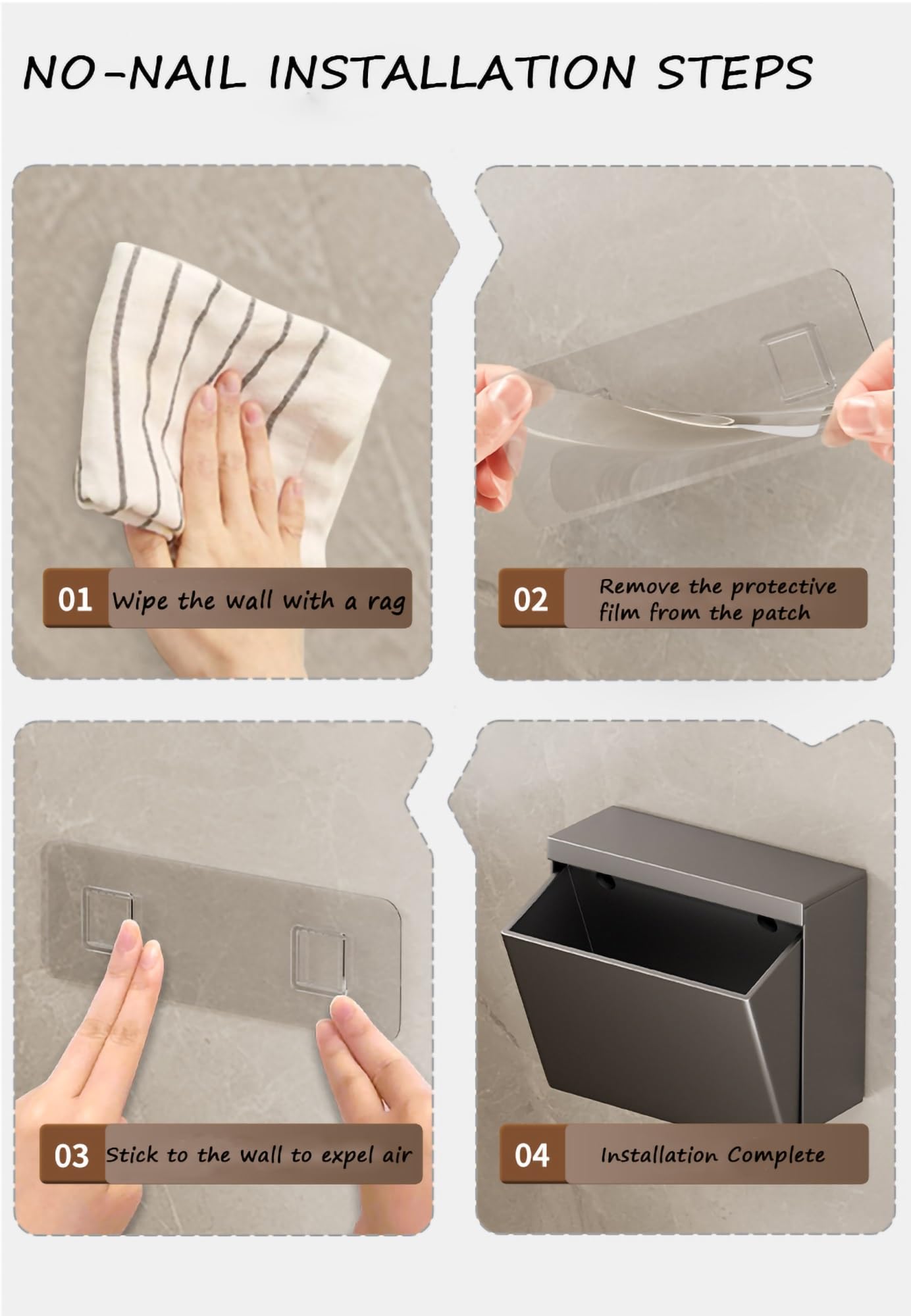 Porta Asciugamani Di Carta In Acciaio Inox | Montaggio A Parete Senza Fori | Per Bagno E Cucina - Foto 9