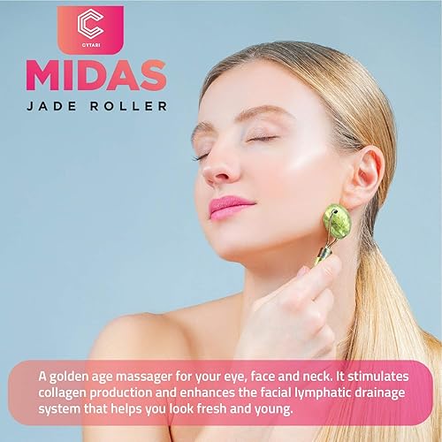 Miniatura 2 de Cytari Chi Jade Rolling Kit 100% Natural Jade Roller | Masaje antienvejecimiento y herramienta de drenaje linfático para ojos, cuello, cuerpo,