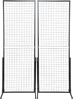 2-Pack Black Grid Wall Panel Display Stand 24x67 inch - Commercial Wire Grid Panels for Vendor Events, Art Craft Fair Merchandise Wall Display and Racks