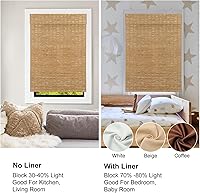 Vista 5 de Persianas romanas de bambú, persianas de madera tejida a medida, sin cables, con filtro de luz, cortinas de bambú natural para puertas, ventanas