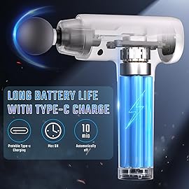 cotsoco Massage Gun Deep Tissue, Muscle Massage Gun with 9 Attachment Heads 20 Speeds & Silent Brushless Motor for Pain Relief, Handheld Percussion Back Massager Gun for Athletes(White)