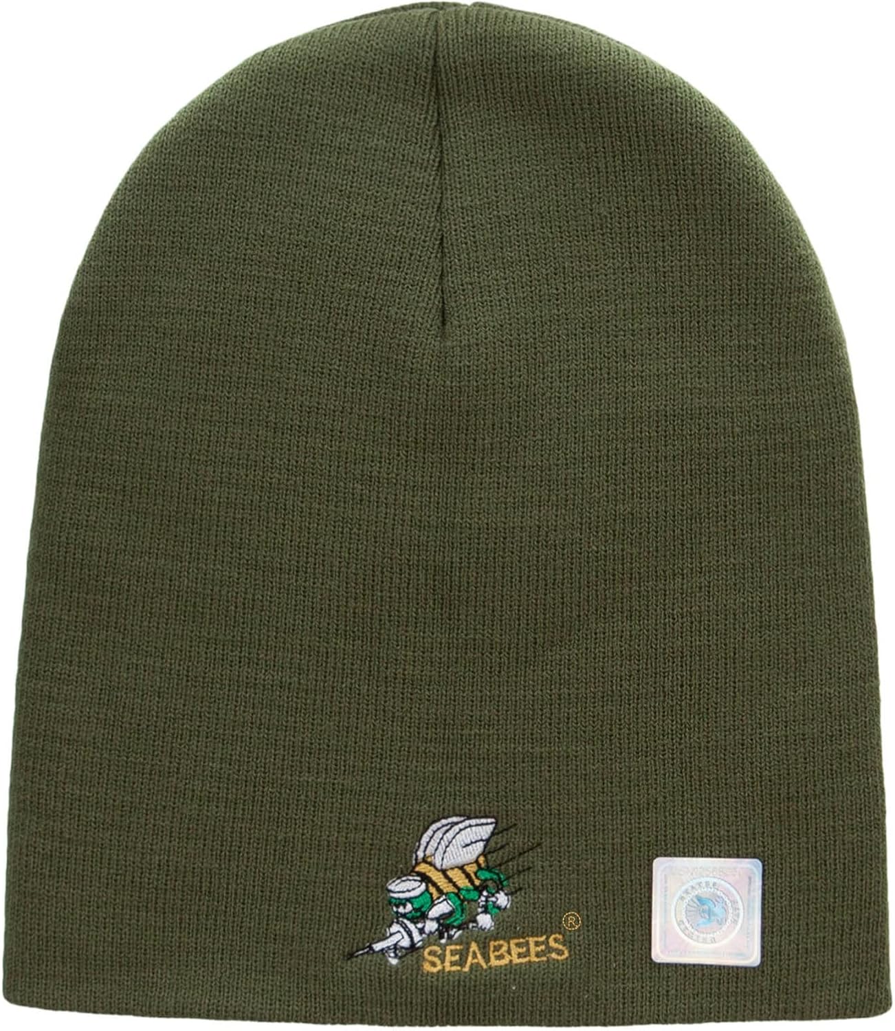 Navy Seabees Symbol Embroidered Short Beanie Made in USA