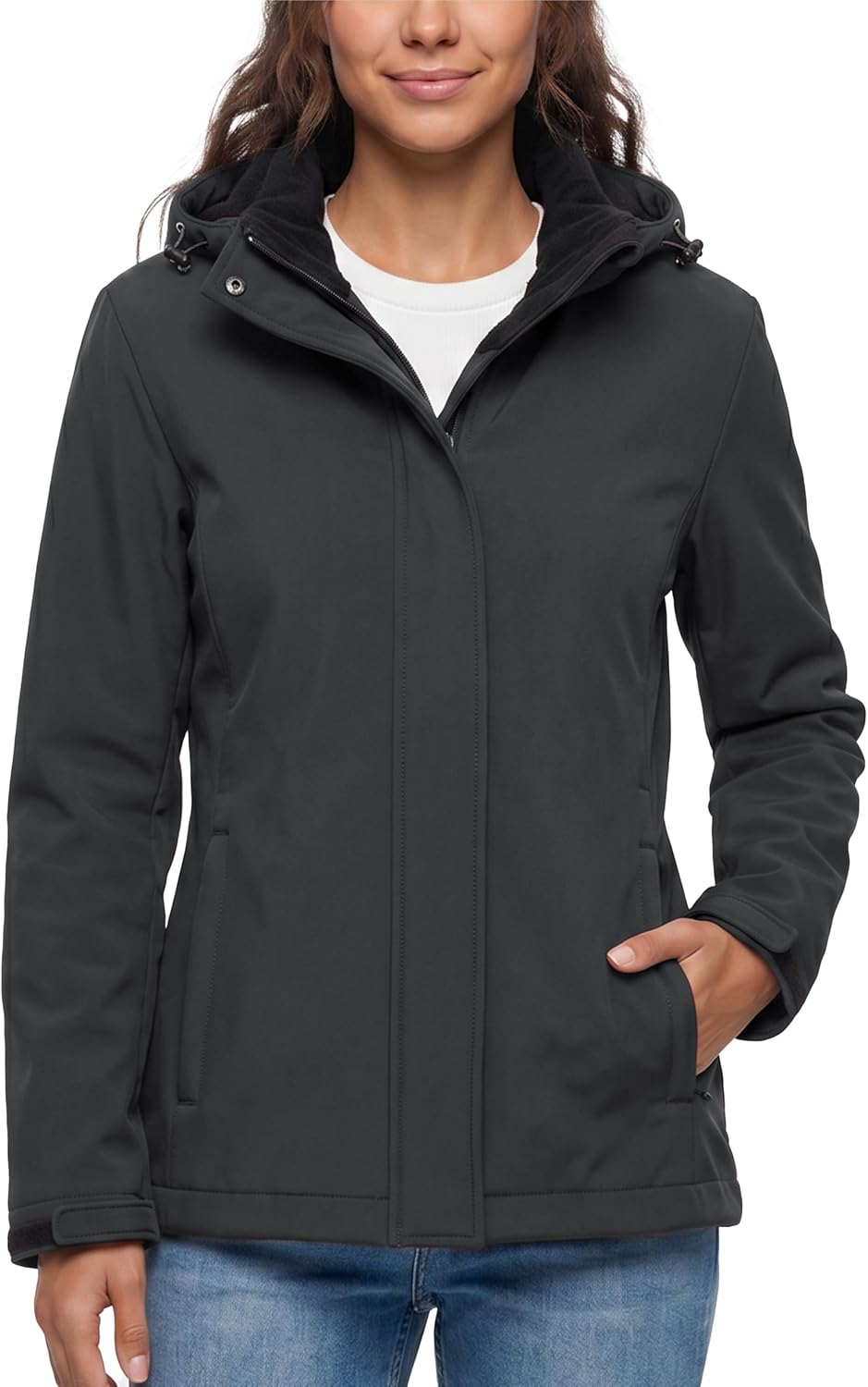 Wantdo Women's Fleece Lined Jacket Softshell Jacket Lightweight Insulated Jacket