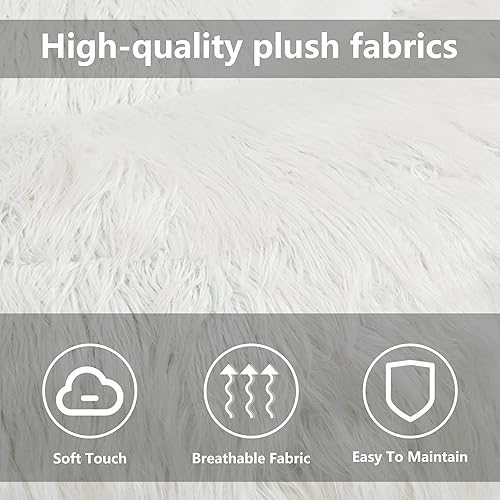 Miniatura 7 de Puf con reposapiés, puf de felpa con relleno incluido, suave puf para juegos, sofá gigante perezoso con otomana para adultos y niños, sala de estar,