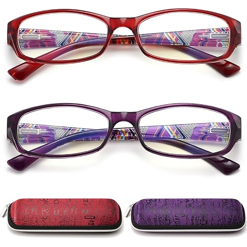 Reading Glasses Womens Blue Light Blocking - 2 Pack Anti-blue Readers for Women UV Protection Eyeglass +2.0