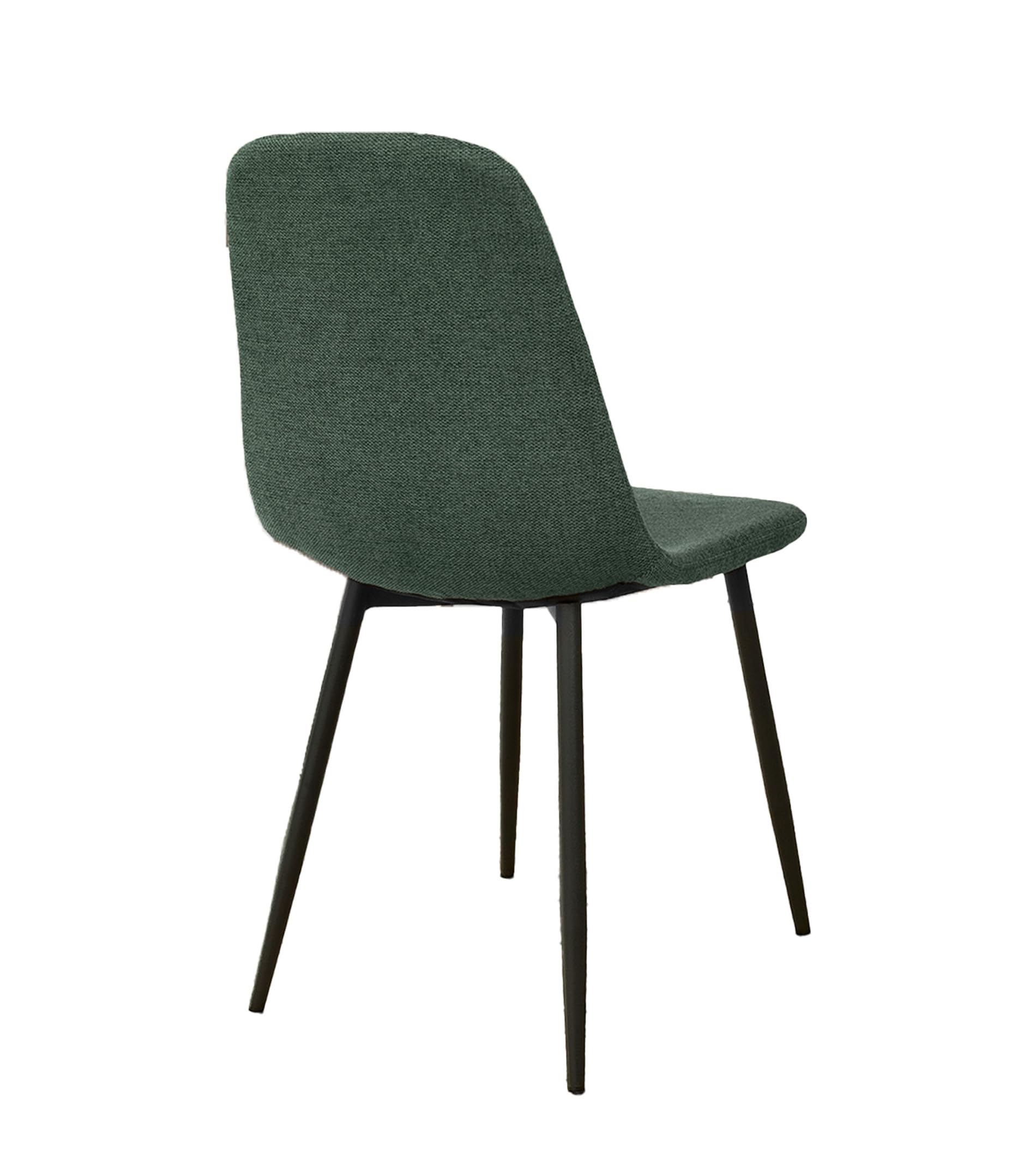 Home Heavenly®- Sillas Comedor salón SUIZ Pack de 4 sillas tapizadas de Estilo nordico en colór Verde Oscuro Patas metalicas colór Negro