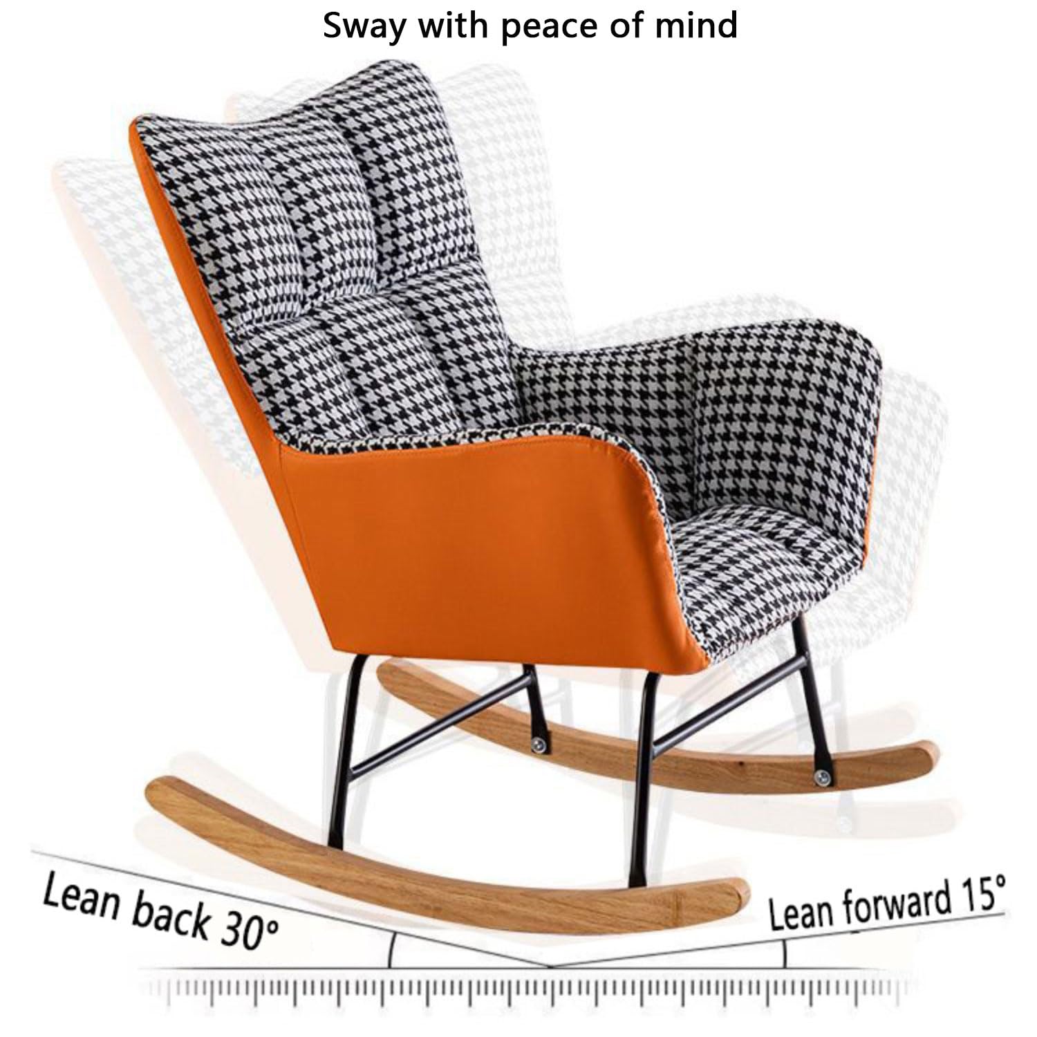 Poltrona a Dondolo Rocking Chair Sedia a Dondolo in Velluto Teddy con Gambe in Legno massello Sedia Papasan Sedia da Allattamento per Soggiorno Camera da Letto Balcone (Beige)