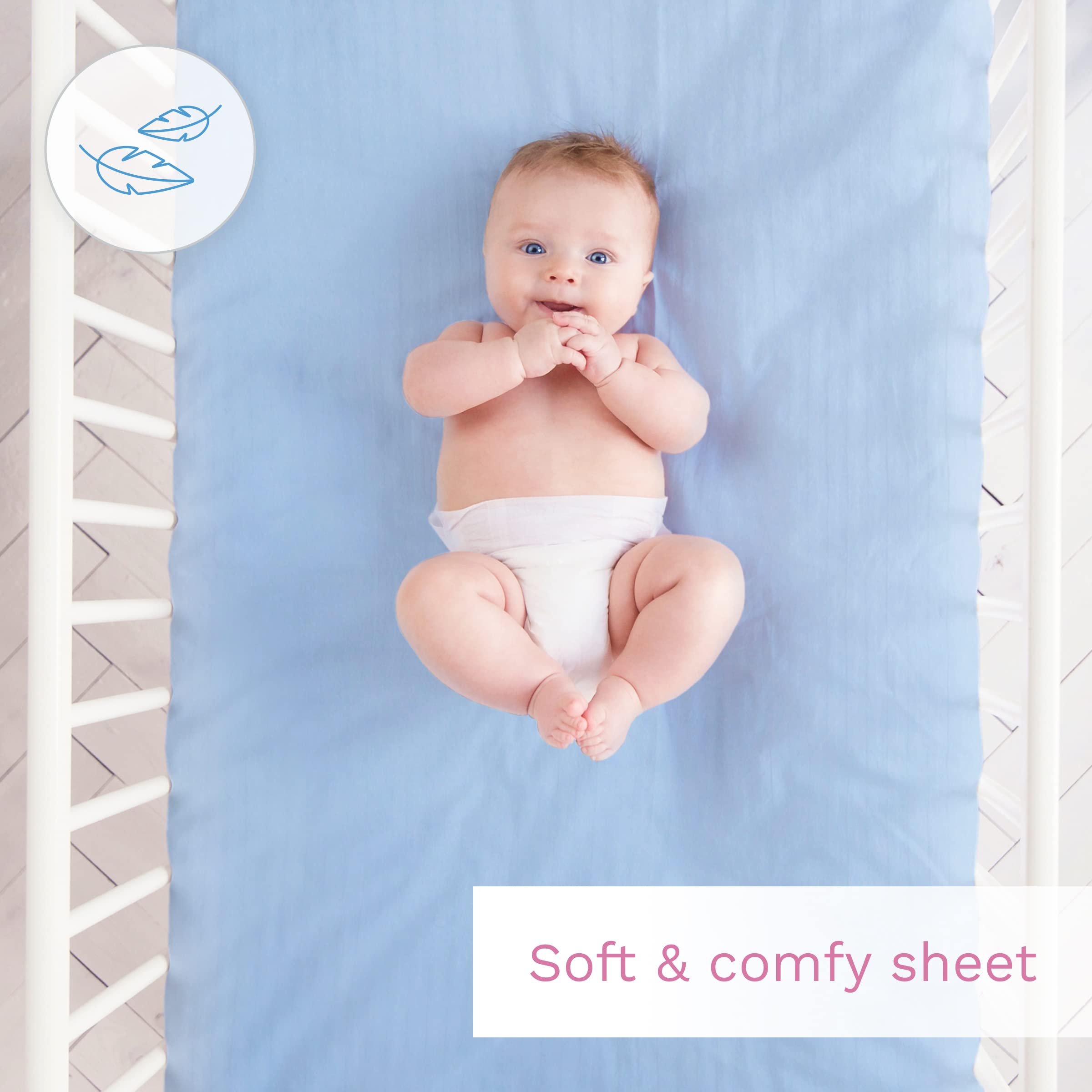 Baby Comfort Almohada de edredón de 5 Piezas con Fundas y sábana de Jersey para Cuna de 120 x 60 cm (escaleras Azules) (12 Meses+)