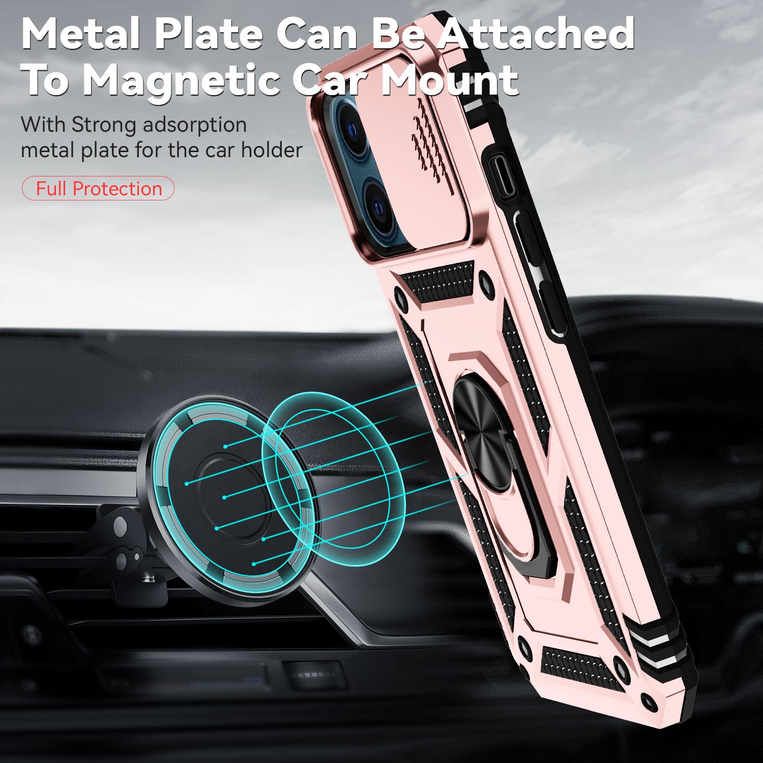 SunStory Custodia per iPhone 13 Pro Max con pellicola protettiva per schermo HD, custodia per fotocamera scorrevole e cavalletto, custodia per iPhone 13 Pro Max [di grado militare] per iPhone 13 Pro