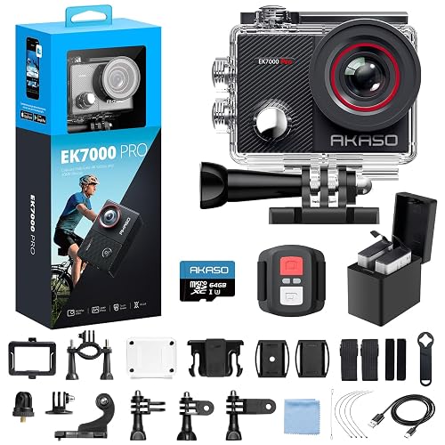 AKASO Action Cam 4K30FPS WiFi 40M Unterwasserkamera mit 64GB Speicherkarte