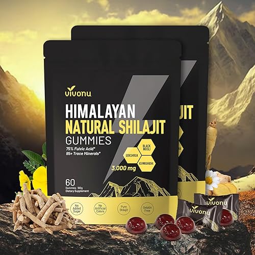Miniatura 8 de Gomitas Shilajit del Himalaya con Ashwagandha y Gokshura Más de 85 minerales traza y ácido fúlvico Suplemento de micronutrientes orgánico sin 1