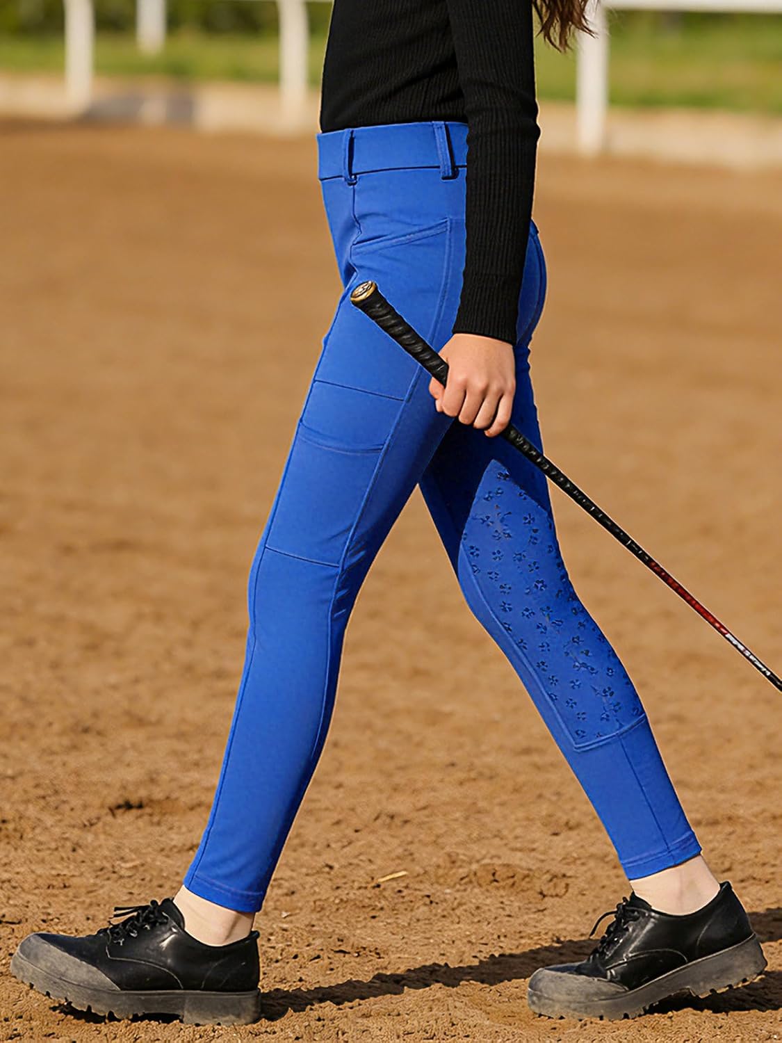 Girls Horse Riding Pants Stretchy Equestrian Breeches Silicone Full Seat Schooling Tights