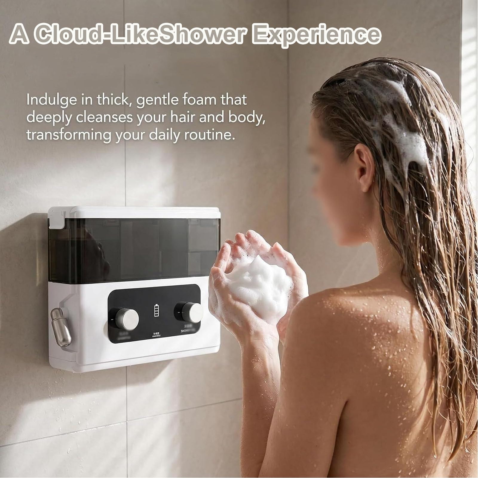 Cabezal De Ducha Con Máquina De Espuma Inteligente, Rociador Eléctrico De Espuma De Pared, Boquilla Ajustable De 360°, Control De Volumen De Espuma De 9 Niveles, Diseño Impermeable, Para Champú