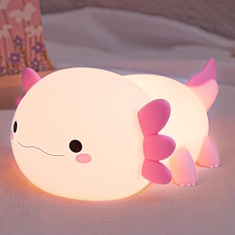 Axolotl Night Light, Squishy Axolotl Gifts, Cute Animal Nursery Lamp with Dimmer & Timer & Rechargeable for Room Decor, Pink Gifts for Birthday Xmas for Girlfriend, New Mother, Women