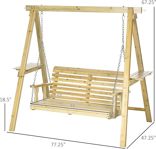 Outsunny 2-Seat Porch Swing with Stand - Thumbnail 3