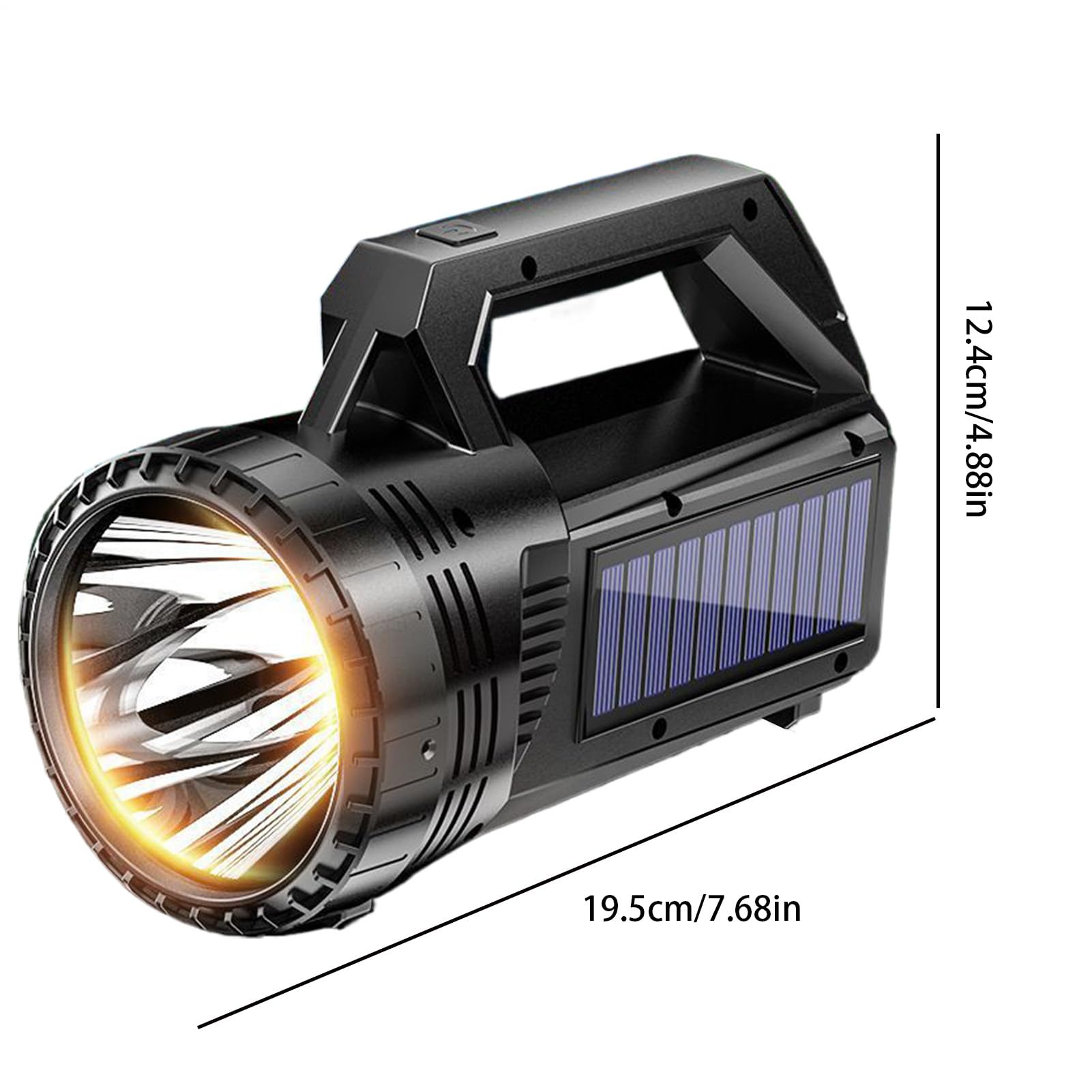 Torcia a energia solare a LED, ricaricabile, 800 lumen, luce per esterni, tipo C e ad energia solare, impermeabile, robusta, per campeggio, escursionismo, camminata, lavoro