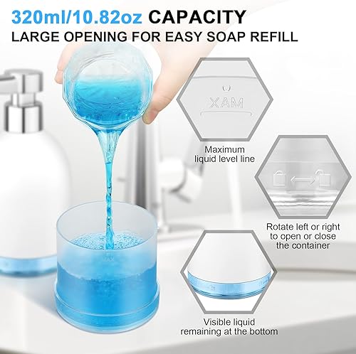 Miniatura 4 de Dispensador automático de jabón líquido sin contacto plástico de 11 oz - Dispensador de jabón inteligente automático eléctrico recargable blanco de