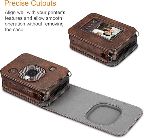 Miniatura 3 de Fintie Funda de transporte para cámara instantánea híbrida Fujifilm Instax Mini LiPlay - Funda portátil de cuero vegano premium con correa