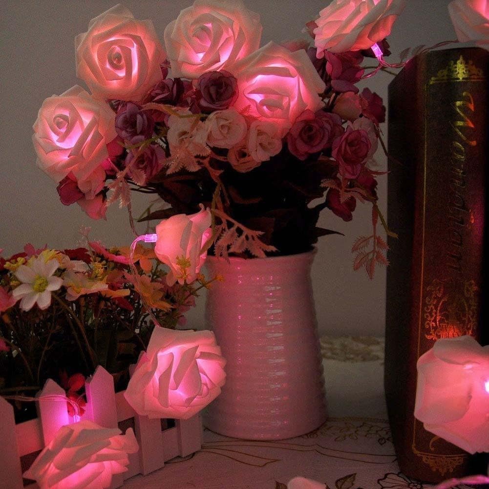 AtneP 20 Pink Rose LED String Lights