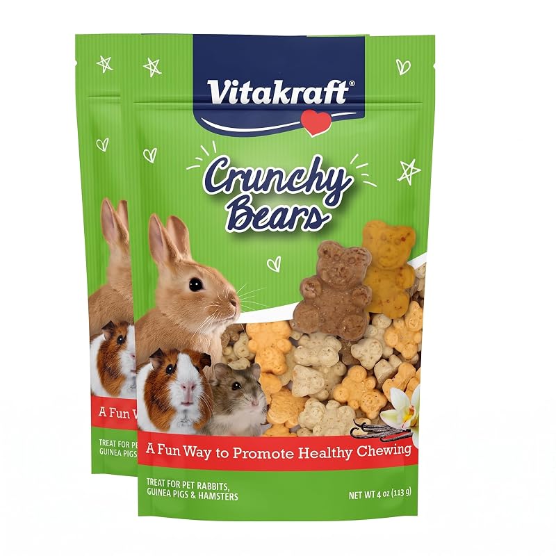 Petisco Crocante em Formato de Urso para Pequenos Animais Vitakraft, Baunilha, Pacote com 2 de 113 g